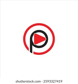 PO Pride Rainbow colored font letter P design on white background