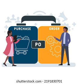 po - purchase order acronym. business concept background. vector illustration concept with keywords and icons. lettering illustration with icons for web banner, flyer, landing pag