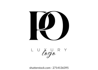 Logotipo de tipografia de monograma de letra serifa PO para identidade de marca premium elegante