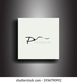 PO Signature style monogram.Calligraphic lettering icon and handwriting vector art.