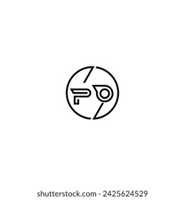 PO simple outline concept logo and circle of initial design black and white background