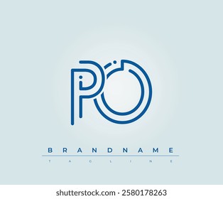 PO Technology Letter Logo Template. This tech letter logo is a graphic mark that uses letters to represent a technology company.