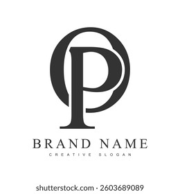 PO trendy logotype template. Initial letter p and o classic font style. Creative logo for company name or identity. Vector illustration.
