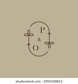 Logotipo inicial de la boda PO en un diseño profesional de alta calidad que se imprimirá bien en cualquier medio impreso