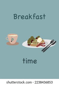Poached egg brunch time with green tea