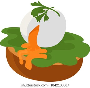 Poached egg, illustration, vector on white background