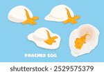 Poached egg vector. Egg dish clipart. Food vector. Breakfast food. Flat vector in cartoon style isolated on white background.