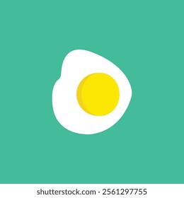 Poached egg vector. Fried Egg, Sunny-Side-Up Egg, Closeup view. Healthy Yummy Breakfast, Protein Food Clipart. Fresh, well-cooked, delicious and healthy food Icon.