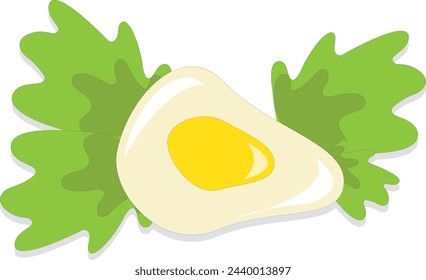 Poached egg. Vector illustration cartoon flat icon isolated on white. Fresh delicious yellow yolk. Yummy breakfast.