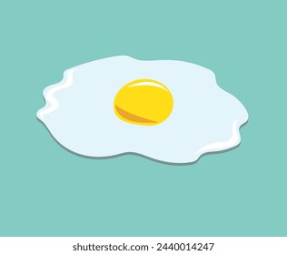 Poached egg. Vector illustration cartoon flat icon isolated on white. Fresh delicious yellow yolk. Yummy breakfast