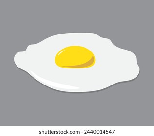 Poached egg. Vector illustration cartoon flat icon isolated on white. Fresh delicious yellow yolk. Yummy breakfast.