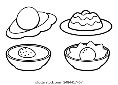 Huevos escalfados dibujados a mano línea arte comida ilustración estilo