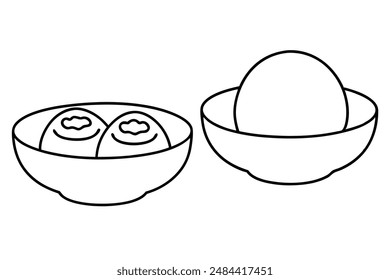 Huevos escalfados line art sketch minimalista arte del desayuno