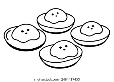 Huevos escalfados línea minimalista arte clásico desayuno elegancia