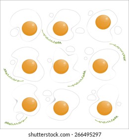 Poached eggs on the white background