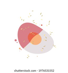 Poached Eggs with onions and herbs vector hand drawn. Abstract breakfast Scrambled eggs flat illustration. Food element isolated on white background