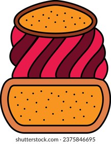 Poached Pears or Tarte tropezienne concept vector icon design, Bakery and Baked Goods symbol, Culinary and Kitchen Education sign, Recipe development stock illustration
