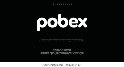 pobex Fontes alfabéticas abstratas mínimas modernas. Tipografia fonte criativa colorida. ilustração vetorial