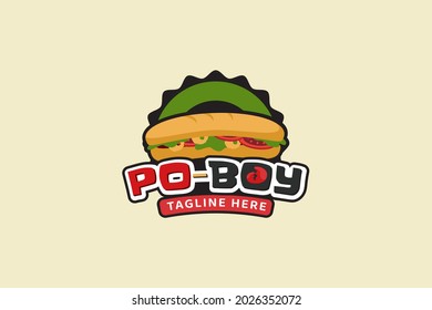 po-boy logo vector graphic for any business especially for food and beverage, fast food, delivery food, food truck, cafe, etc.