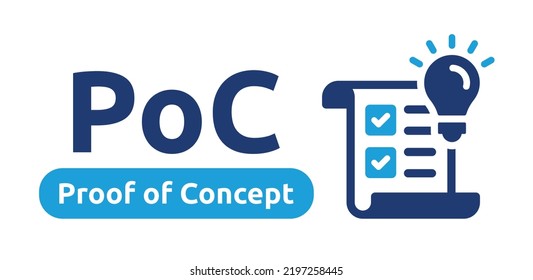 POC - Proof of Concept acronym banner. Business plan, product idea symbol vector illustration.