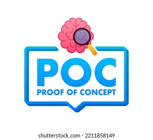 POC - Cartel de la prueba de concepto. Plan de negocios. Ilustración de material vectorial.