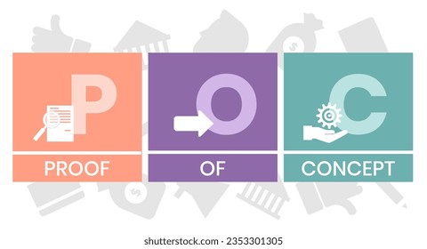 POC - Proof of Concept acronym. business concept background. vector illustration concept with keywords and icons. lettering illustration with icons for web banner, flyer