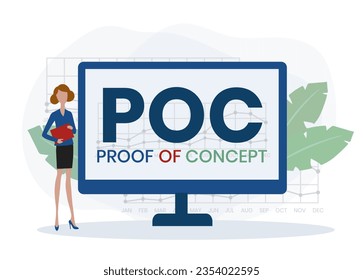 POC - Proof of Concept acronym. business concept background. vector illustration concept with keywords and icons. lettering illustration with icons for web banner, flyer