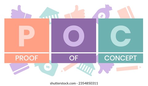 POC - Proof of Concept acronym. business concept background. vector illustration concept with keywords and icons. lettering illustration with icons for web banner, flyer