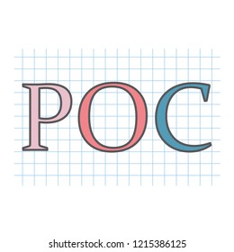 POC (Proof of concept) acronym written on checkered paper sheet- vector illustration