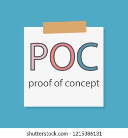 POC Proof of concept written in a notebook paper- vector illustration