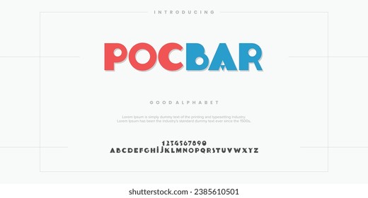 Pocbar abstract minimal modern alphabet fonts. Typography technology vector illustration
