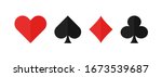 Pocer card suits set flat icon on white background. Vector isolated illustration