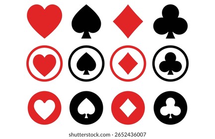 Pocer card suits set flat icon isolated design vector template