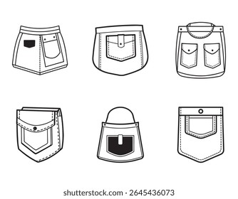 detalhes empacotados ícone do esboço silhueta vetor ilustração