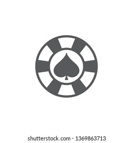 Pocker chip heart suit icon vector, filled flat sign, solid pictogram isolated on white. Casino money symbol, logo illustration