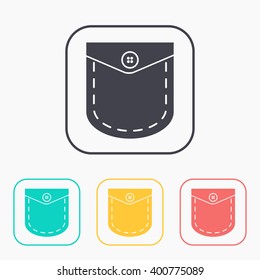 pocket with button vector color icon set 