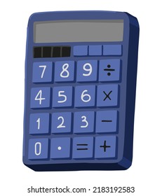 Pocket calculator doodle. Vector illustration of school supply, finance equipment. Cartoon style clipart isolated on white background.