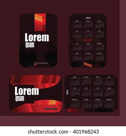 Pocket calendar 2016 black and red 