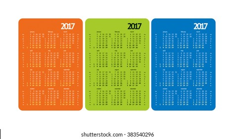 pocket calendar, 2017
