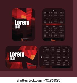 pocket calendar 2017 black and red 