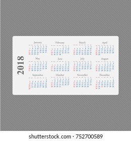 Pocket Calendar 2017, vector illustration