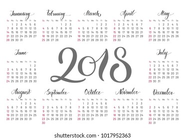 Good Year Beautiful Monthly Calendar 2017 Stock Vector (Royalty Free ...