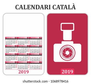 Pocket Calendar for 2019 in Catalan, with space for publicity and image.
