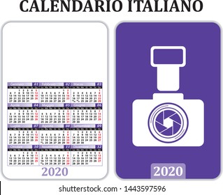 Pocket Calendar for 2020 in Italian, with space for publicity and image.