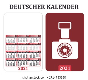 Pocket Calendar for 2021 in German, with space for publicity and image