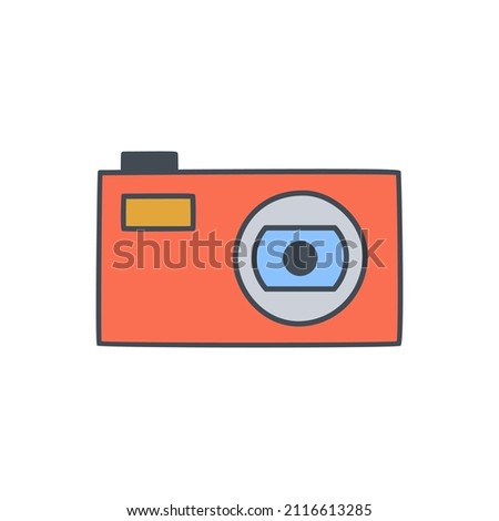 Pocket camera, Compact camera icon in color icon, isolated on white background 