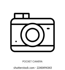 pocket camera icon. Line Art Style Design Isolated On White Background