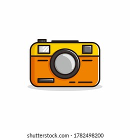 pocket camera with orange color cartoon illustration vector