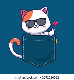 Pocket Cat. Cute print with kitty for t-shirt design, baby shower, greeting card. Vector Illustration. svg