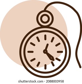 Taschenuhr, Illustration, Vektorgrafik, auf weißem Hintergrund.